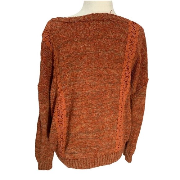𝅺gentle Fawn Slub Sweater Multi Textured Lace Insert Pullover Sweater Sz S - Picture 6 of 11